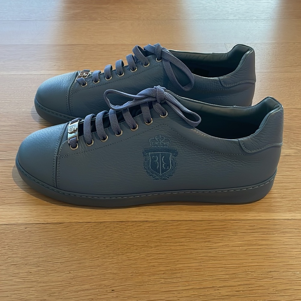 Billionaire Crest Limited Edition Low Top Blue Toe Cap Sneakers Sz 45